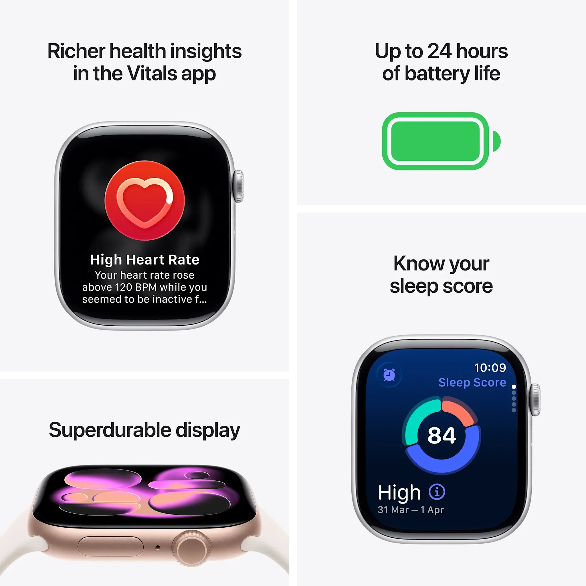 Apple Watch Series 11 GPS, 42mm Aluminium Case with Purple Fog Sport Band M/S - Silver