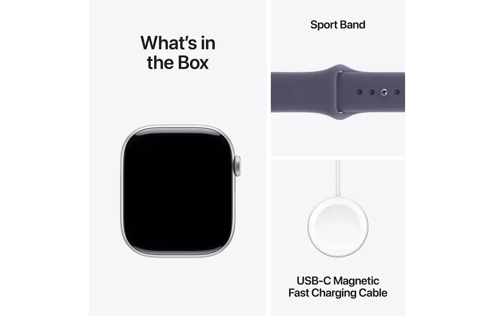 Apple Watch Series 11 GPS, 42mm Aluminium Case with Purple Fog Sport Band M/S - Silver