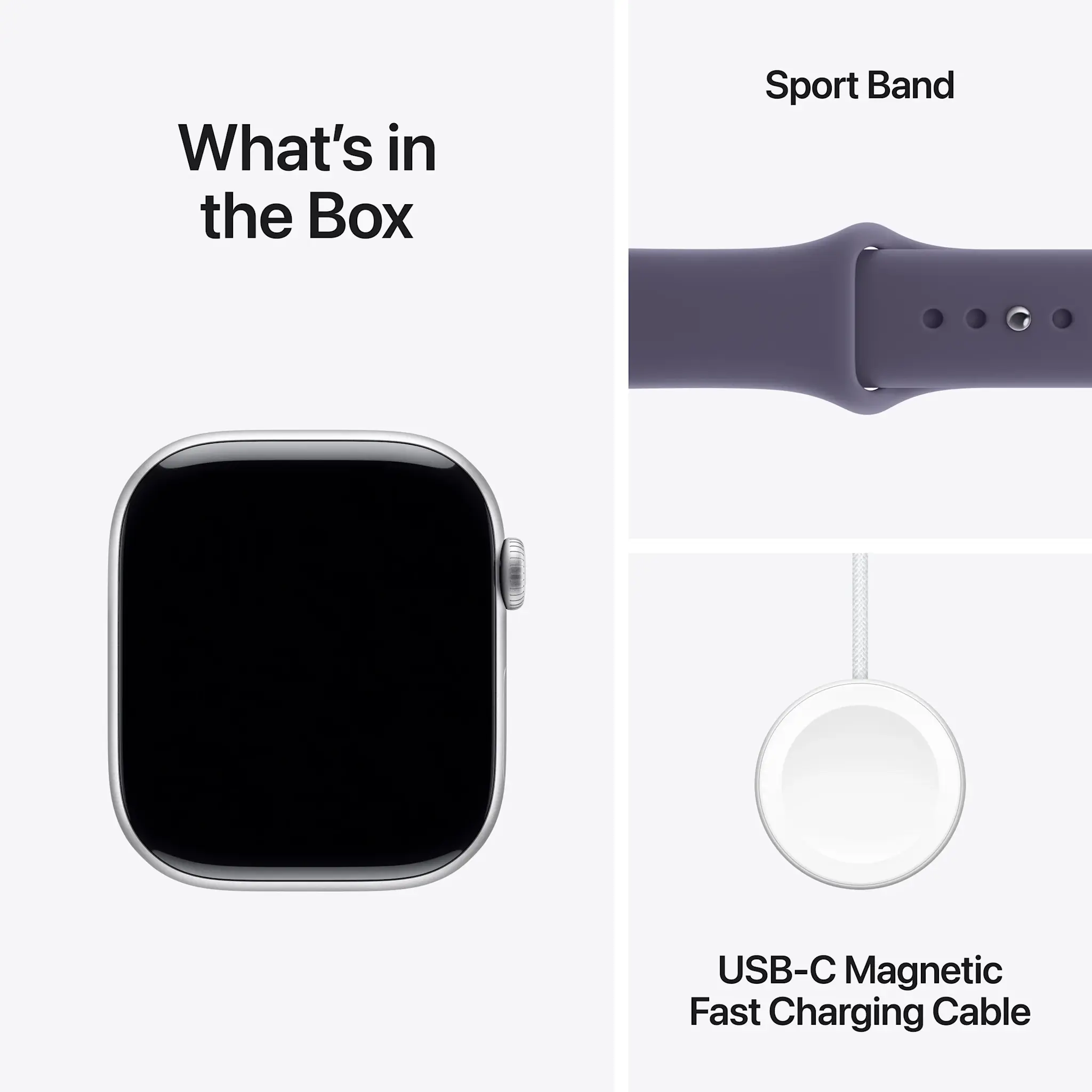 Apple Watch Series 11 GPS, 42mm Aluminium Case with Purple Fog Sport Band M/S - Silver