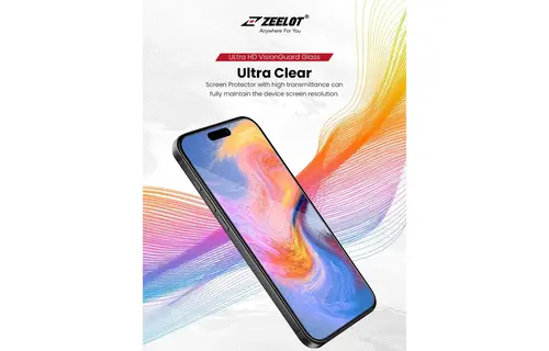 Zeelot Solidsleek 2.5D+ Ultra HD VisionGuard Glass Protector with EasyFit Installation Kit for iPhone 17 Pro - Retina Clear