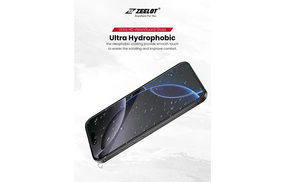 Zeelot Solidsleek 2.5D+ Ultra HD VisionGuard Glass Protector with EasyFit Installation Kit for iPhone 17 Pro - Retina Clear