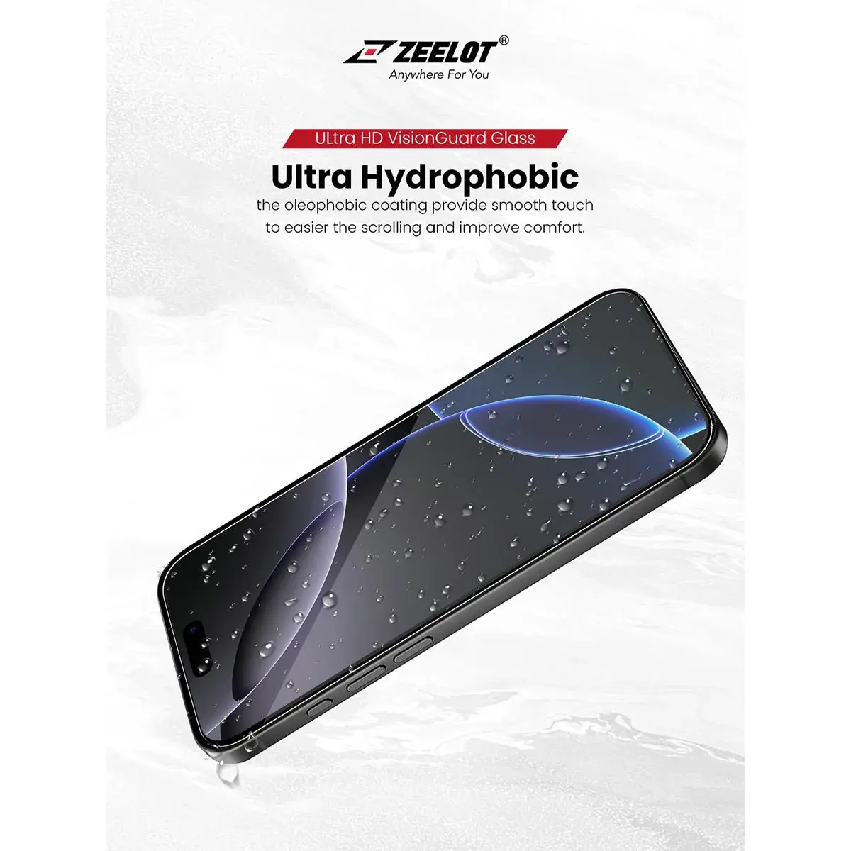 Zeelot Solidsleek 2.5D+ Ultra HD VisionGuard Glass Protector with EasyFit Installation Kit for iPhone 17 Pro - Retina Clear