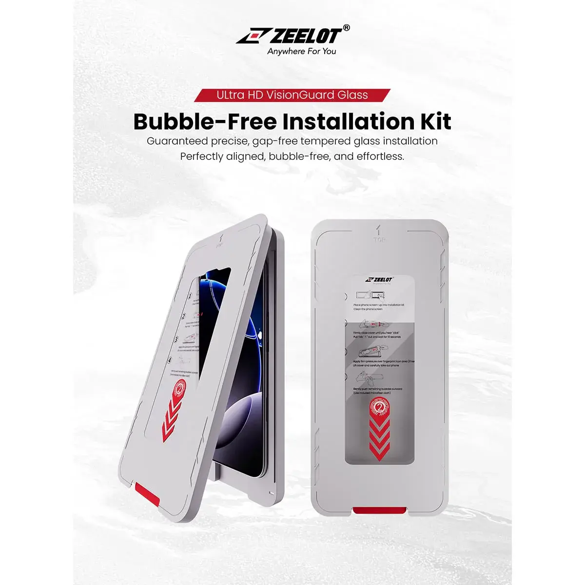 Zeelot Solidsleek 2.5D+ Ultra HD VisionGuard Glass Protector with EasyFit Installation Kit for iPhone 17 Pro Max - Retina Clear