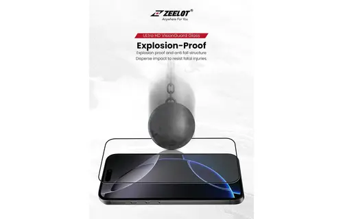 Zeelot Solidsleek 2.5D+ Ultra HD VisionGuard Glass Protector with EasyFit Installation Kit for iPhone 17 Pro Max - Retina Clear