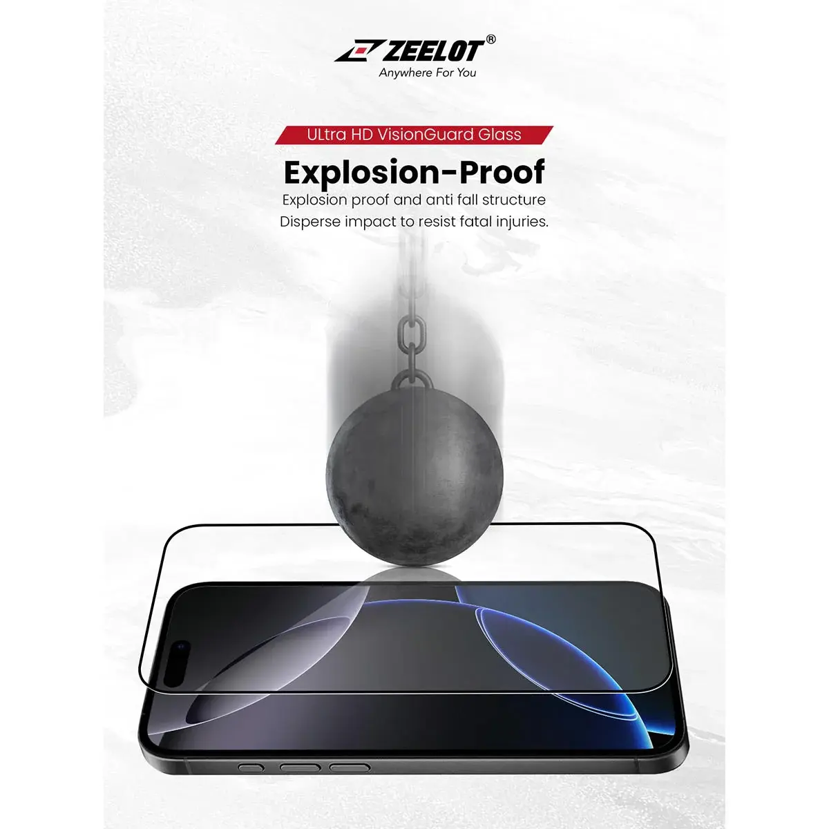 Zeelot Solidsleek 2.5D+ Ultra HD VisionGuard Glass Protector with EasyFit Installation Kit for iPhone 17 Pro Max - Retina Clear