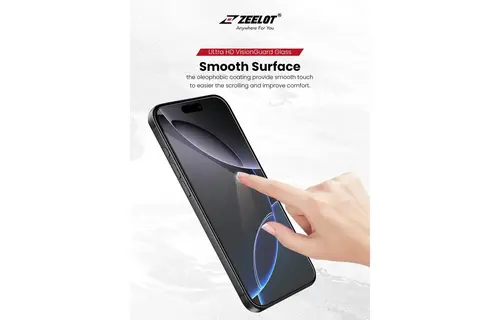 Zeelot Solidsleek 2.5D+ Ultra HD VisionGuard Glass Protector with EasyFit Installation Kit for iPhone 17 Pro Max - Retina Clear