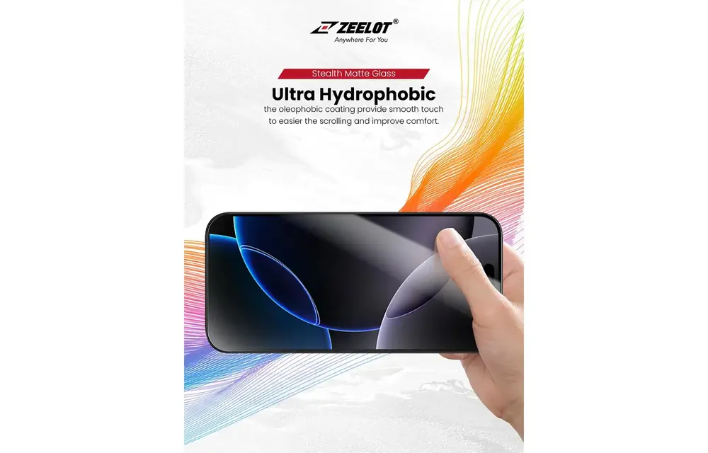 Zeelot Solidsleek 2.5D+ Stealth Matte Glass Protector with EasyFit Installation Kit for iPhone 17 - Matte Clear