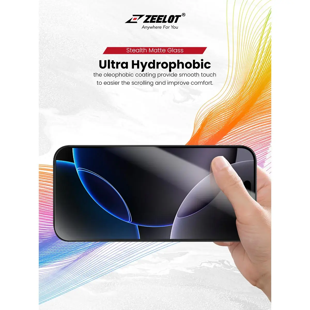 Zeelot Solidsleek 2.5D+ Stealth Matte Glass Protector with EasyFit Installation Kit for iPhone Air - Matte Clear