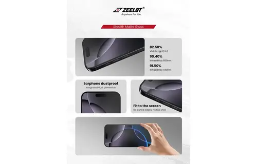 Zeelot Solidsleek 2.5D+ Stealth Matte Glass Protector with EasyFit Installation Kit for iPhone 17 Pro - Matte Clear