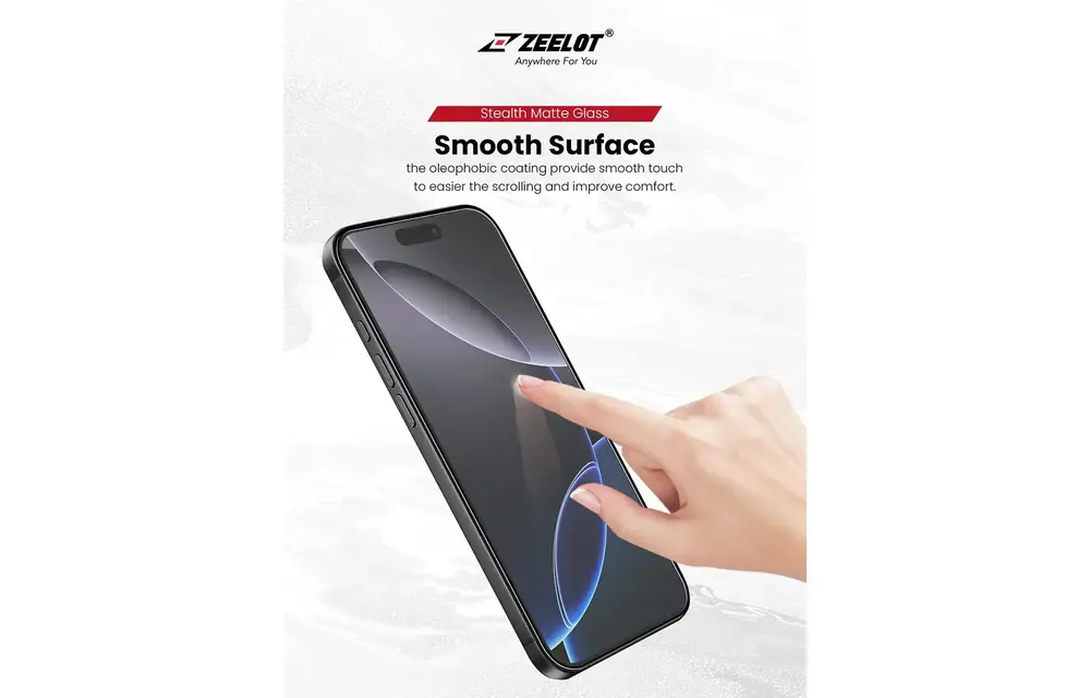 Zeelot Solidsleek 2.5D+ Stealth Matte Glass Protector with EasyFit Installation Kit for iPhone 17 Pro - Matte Clear