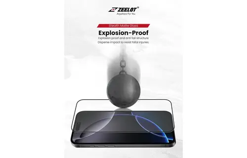 Zeelot Solidsleek 2.5D+ Stealth Matte Glass Protector with EasyFit Installation Kit for iPhone 17 Pro Max - Matte Clear