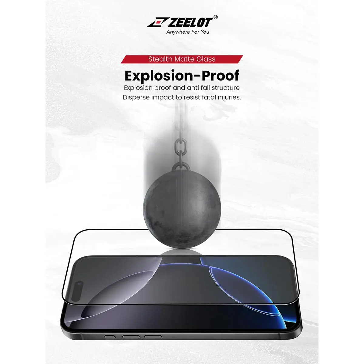 Zeelot Solidsleek 2.5D+ Stealth Matte Glass Protector with EasyFit Installation Kit for iPhone 17 Pro Max - Matte Clear