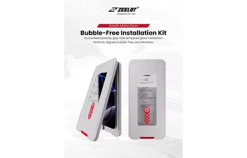 Zeelot Solidsleek 2.5D+ Stealth Matte Glass Protector with EasyFit Installation Kit for iPhone 17 Pro Max - Matte Clear