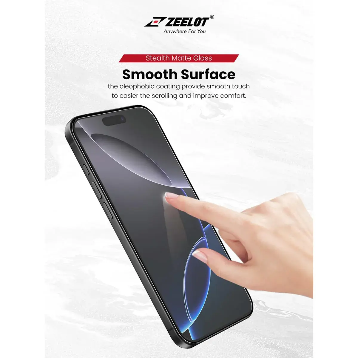 Zeelot Solidsleek 2.5D+ Stealth Matte Glass Protector with EasyFit Installation Kit for iPhone 17 Pro Max - Matte Clear
