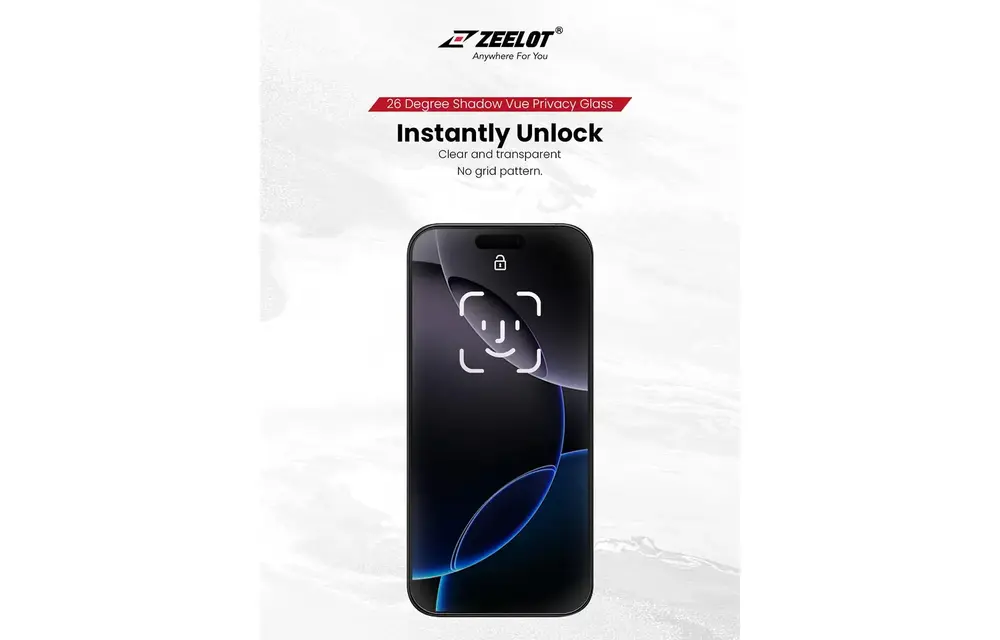 Zeelot Solidsleek 2.5D+ 26 Degree Shadow Vue Glass Protector with EasyFit Installation Kit for iPhone 17 - Privacy