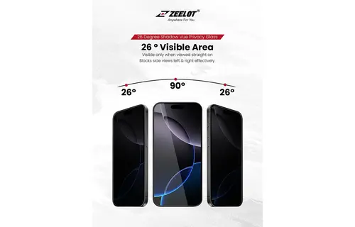 Zeelot Solidsleek 2.5D+ 26 Degree Shadow Vue Glass Protector with EasyFit Installation Kit for iPhone Air - Privacy
