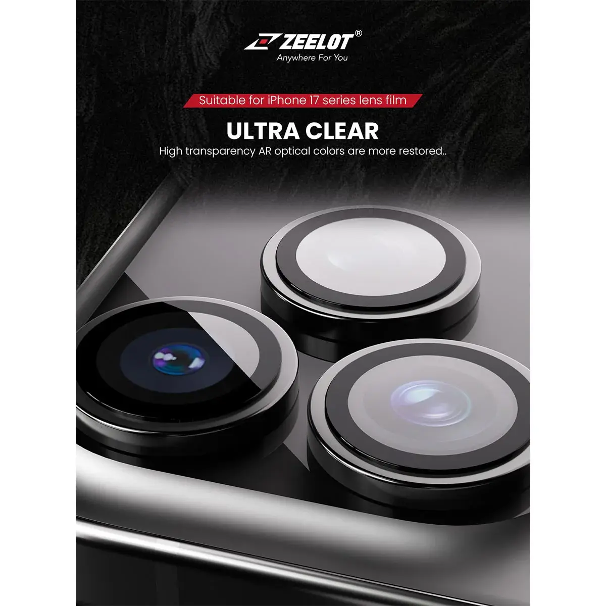 Zeelot Pishield Sturdy Titanium Alloy Lens Protector for iPhone 17 Pro / 17 Pro Max - Iridescent
