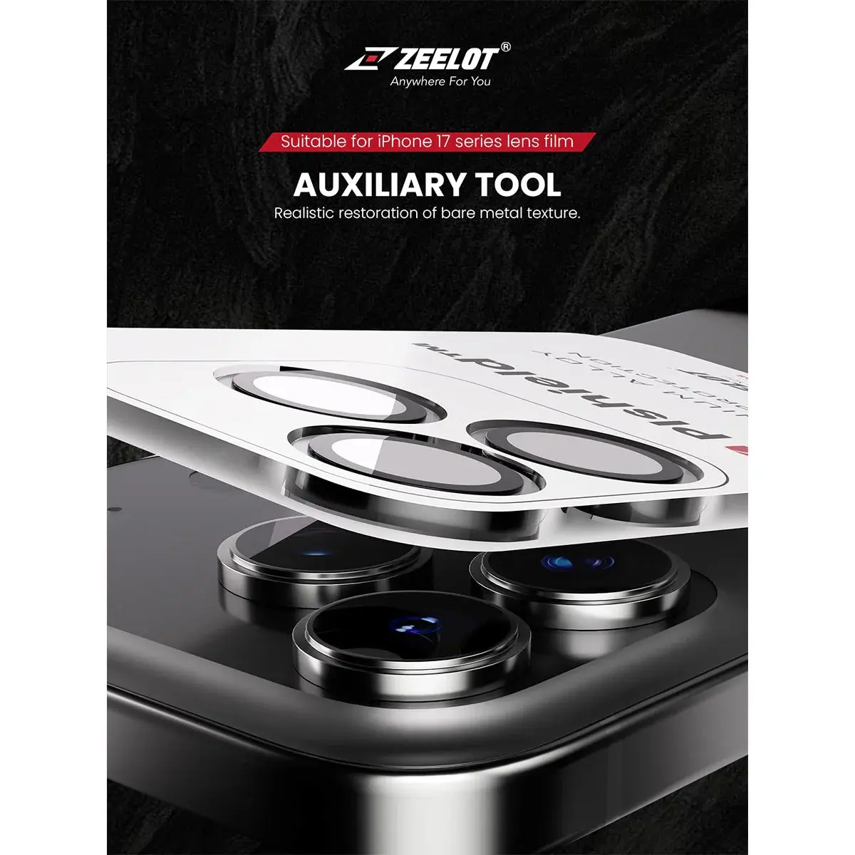 Zeelot Pishield Sturdy Titanium Alloy Lens Protector for iPhone 17 Pro / 17 Pro Max - Silver