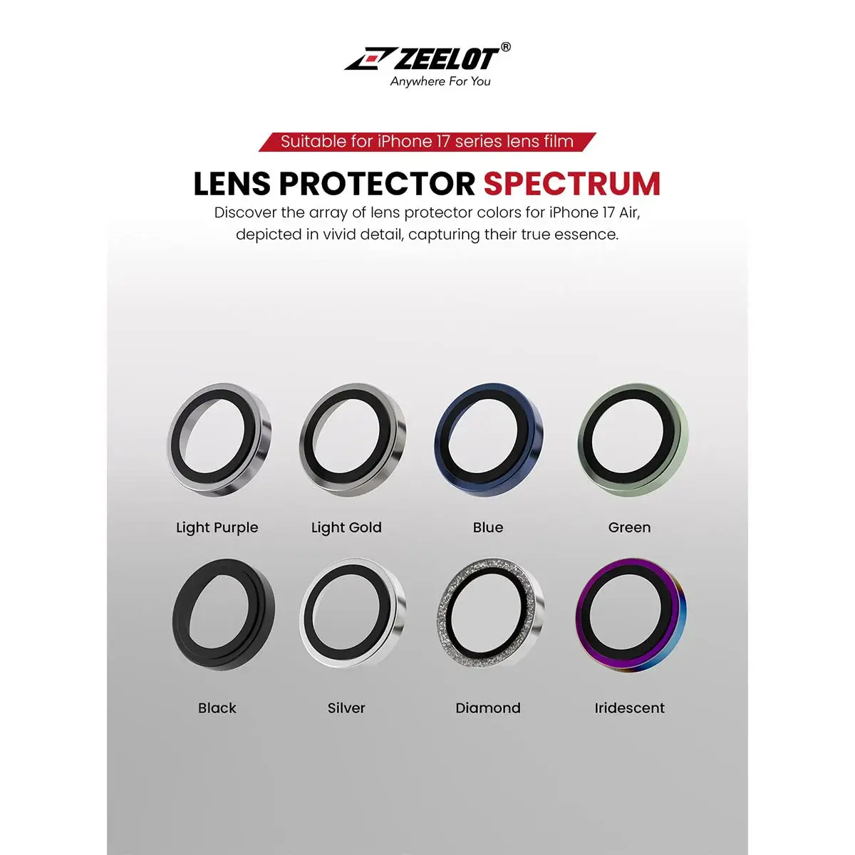 Zeelot Pishield Sturdy Titanium Alloy Lens Protector for iPhone Air - Black