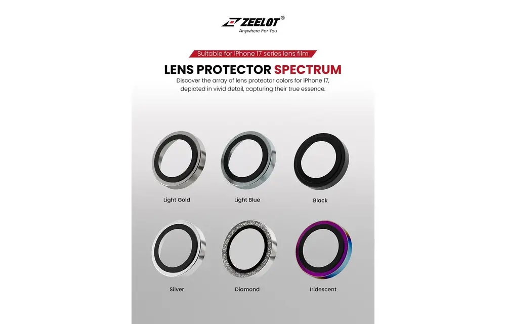 Zeelot Pishield Sturdy Titanium Alloy Lens Protector for iPhone 17 - Black