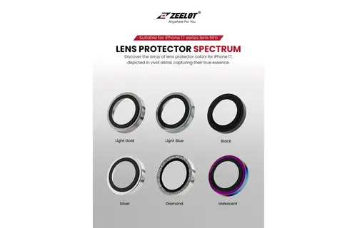 Zeelot Pishield Sturdy Titanium Alloy Lens Protector for iPhone 17 - Black