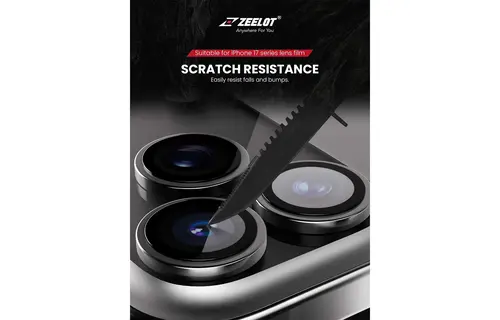 Zeelot Pishield Sturdy Titanium Alloy Lens Protector for iPhone 17 - Black