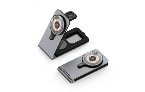 INFINYTY Foldable Ultra-Slim 3-in-1 Magnetic MagSafe Wireless Charging Hub - Gray