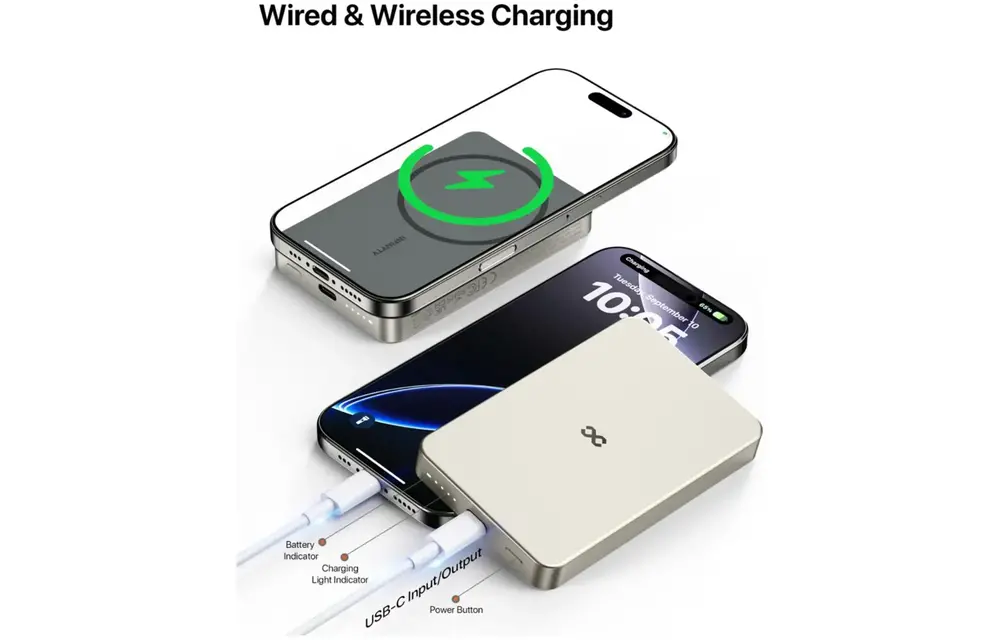 INFINYTY Magnetic MagSafe Wireless Power Bank 5000mah - Natural Titanium