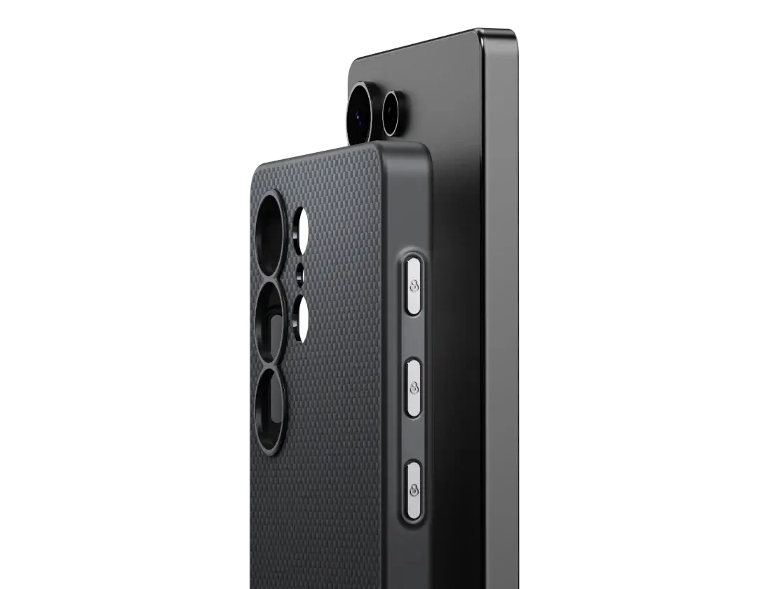 Pitaka PIN Button MagSafe Case for  Galaxy S25 Ultra - Black/Grey Plain