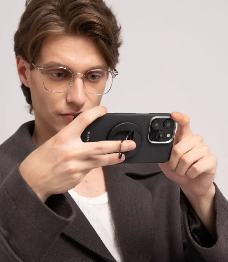 Pitaka MagEZ Grip and Stand 3 With MagSafe Phone Ring - Black/Grey