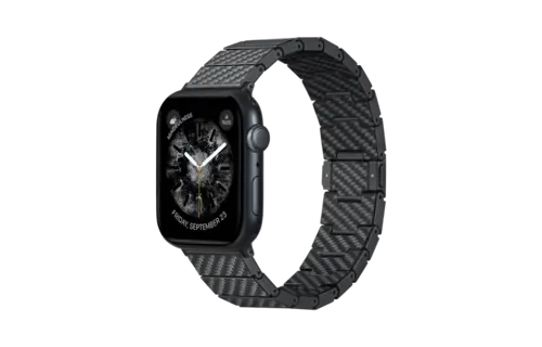 Pitaka Carbon Fiber Link Bracelet Band Modern for Apple Watch Ultra 49mm & 42,44,45.46mm / 38,40,41,42mm- Black/Grey Twil