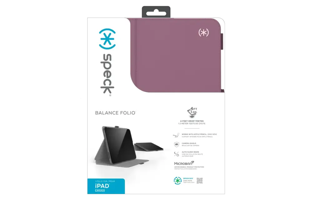Speck Balance Folio Case for Apple iPad 10th/11th Gen - Charcoal - Plumberry