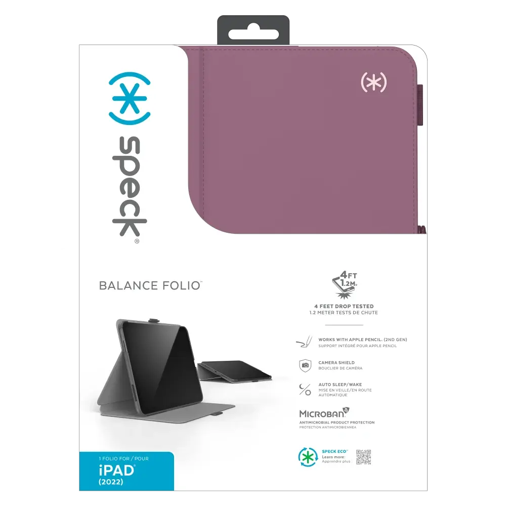 Speck Balance Folio Case for Apple iPad 10th/11th Gen - Charcoal - Plumberry