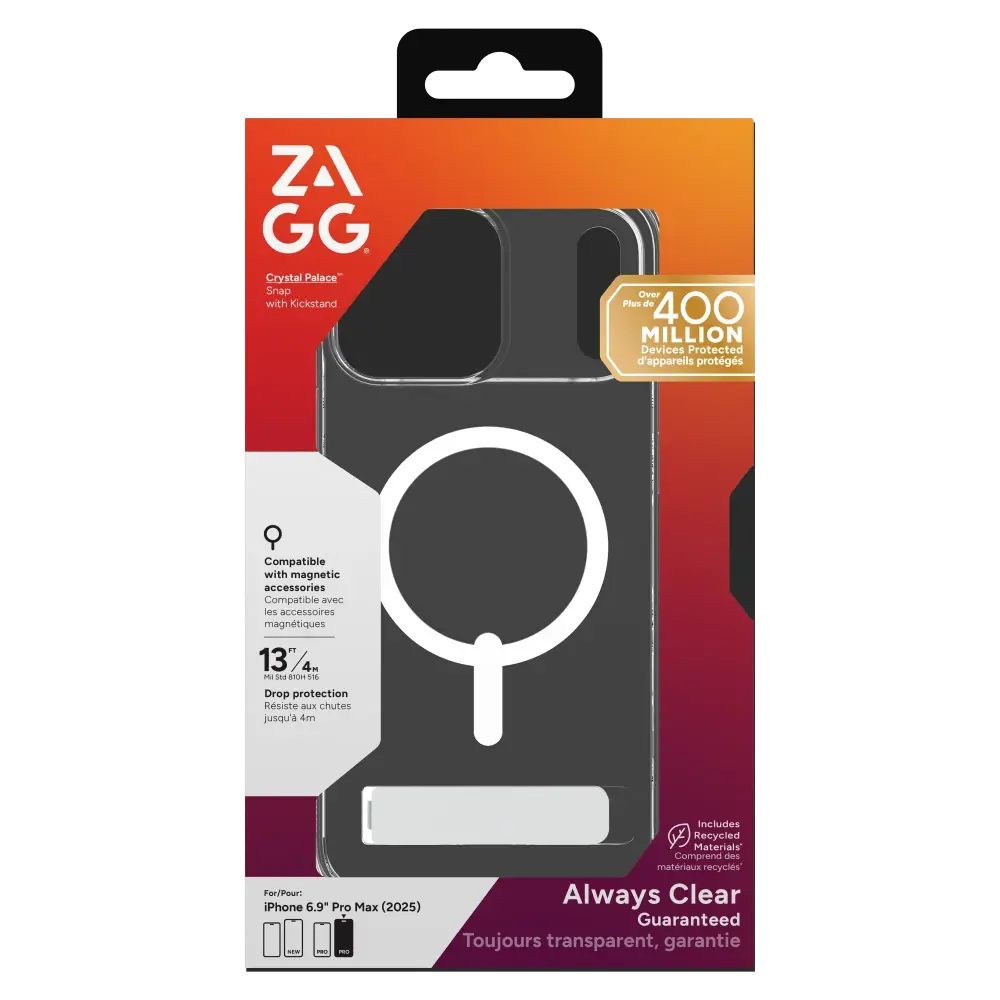 Zagg Crystal Palace Snap MagSafe Case With Kickstand for Apple iPhone 17 Pro Max - Clear