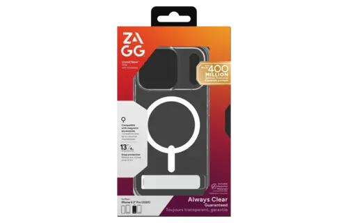 Zagg Crystal Palace Snap MagSafe Case With Kickstand for Apple iPhone 17 Pro - Clear
