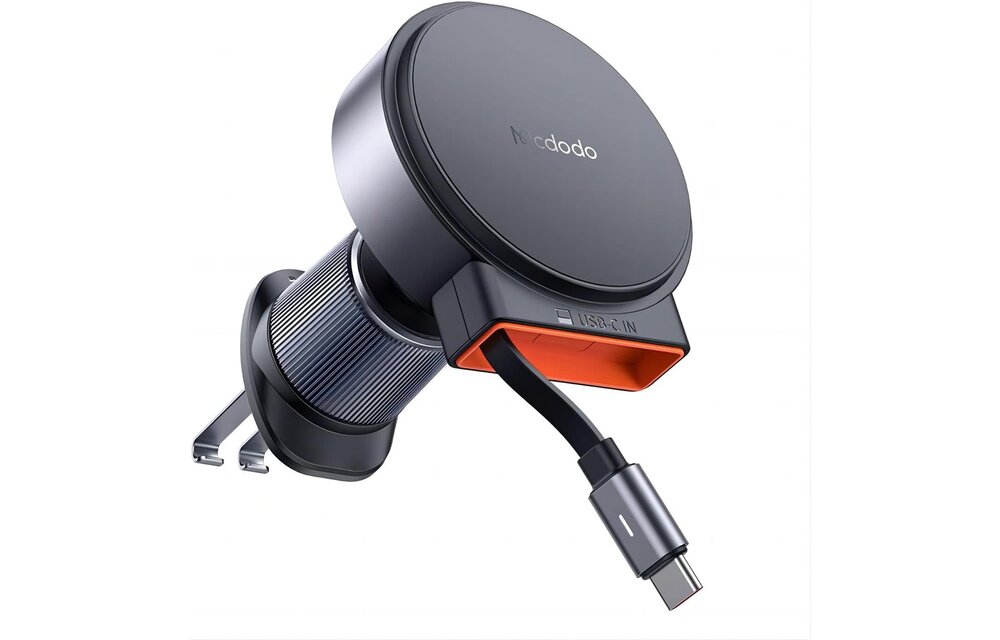 mcdodo 15W MagSafe Car Mount Charger Built-in Type-C Retractable Cable Magnetic Wireless Car Charger for Air Vent