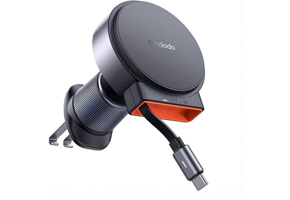 mcdodo 15W MagSafe Car Mount Charger Built-in Type-C Retractable Cable Magnetic Wireless Car Charger for Air Vent