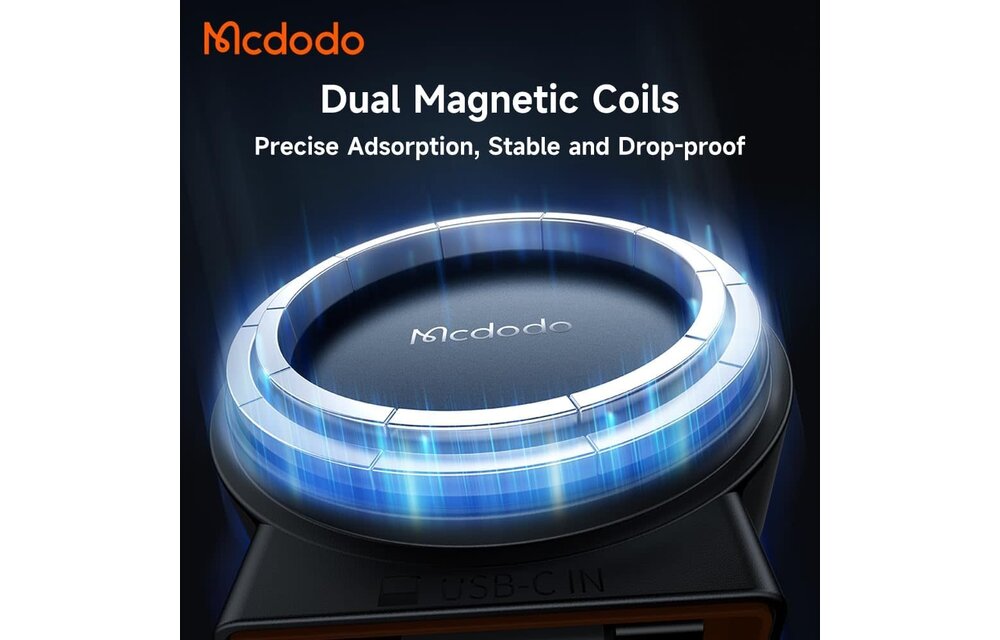 mcdodo 15W MagSafe Car Mount Charger Built-in Type-C Retractable Cable Magnetic Wireless Car Charger for Air Vent