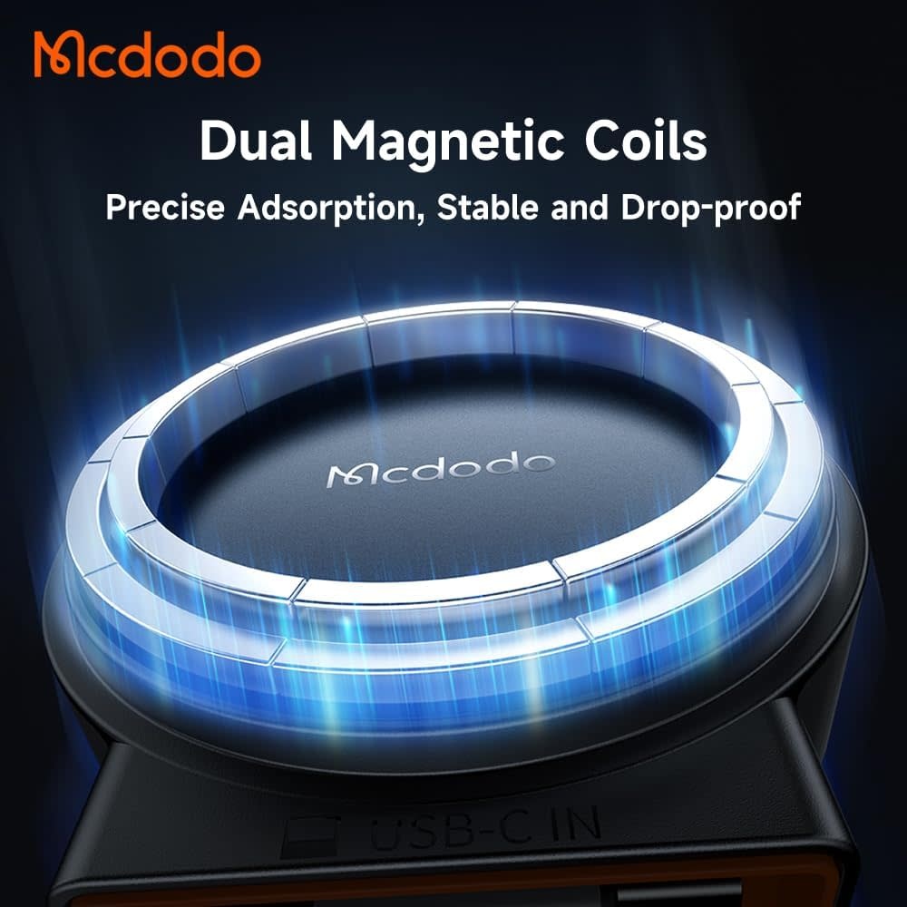 mcdodo 15W MagSafe Car Mount Charger Built-in Type-C Retractable Cable Magnetic Wireless Car Charger for Air Vent