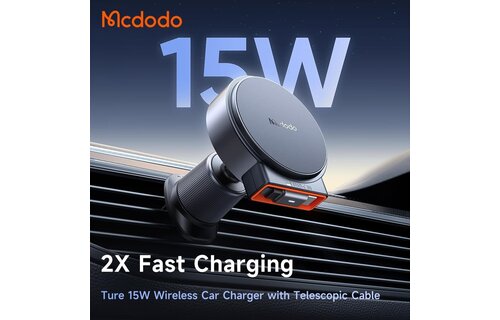 mcdodo 15W MagSafe Car Mount Charger Built-in Type-C Retractable Cable Magnetic Wireless Car Charger for Air Vent