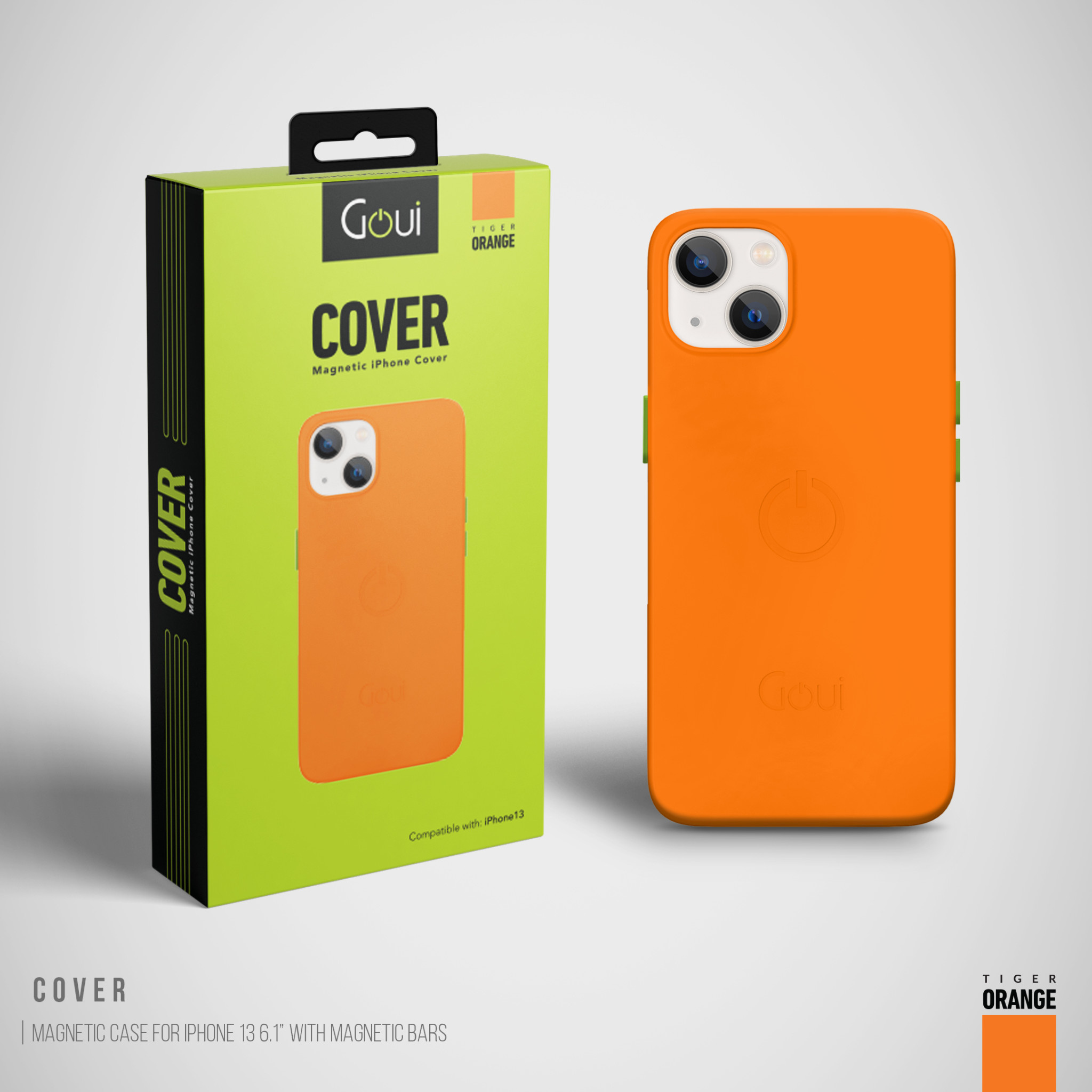 Goui Magnetic Case for iPhone 13 with Magnetic Bar - Tiger Orange