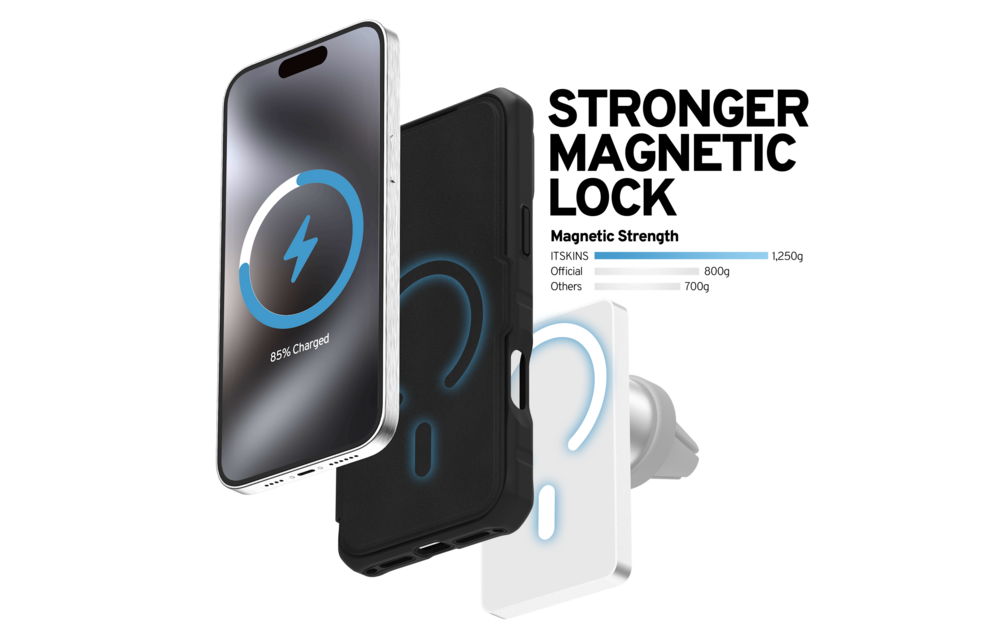 ITSKINS Hybrid R Leather Folio With MagSafe Case for Apple iPhone 17 Pro - Black