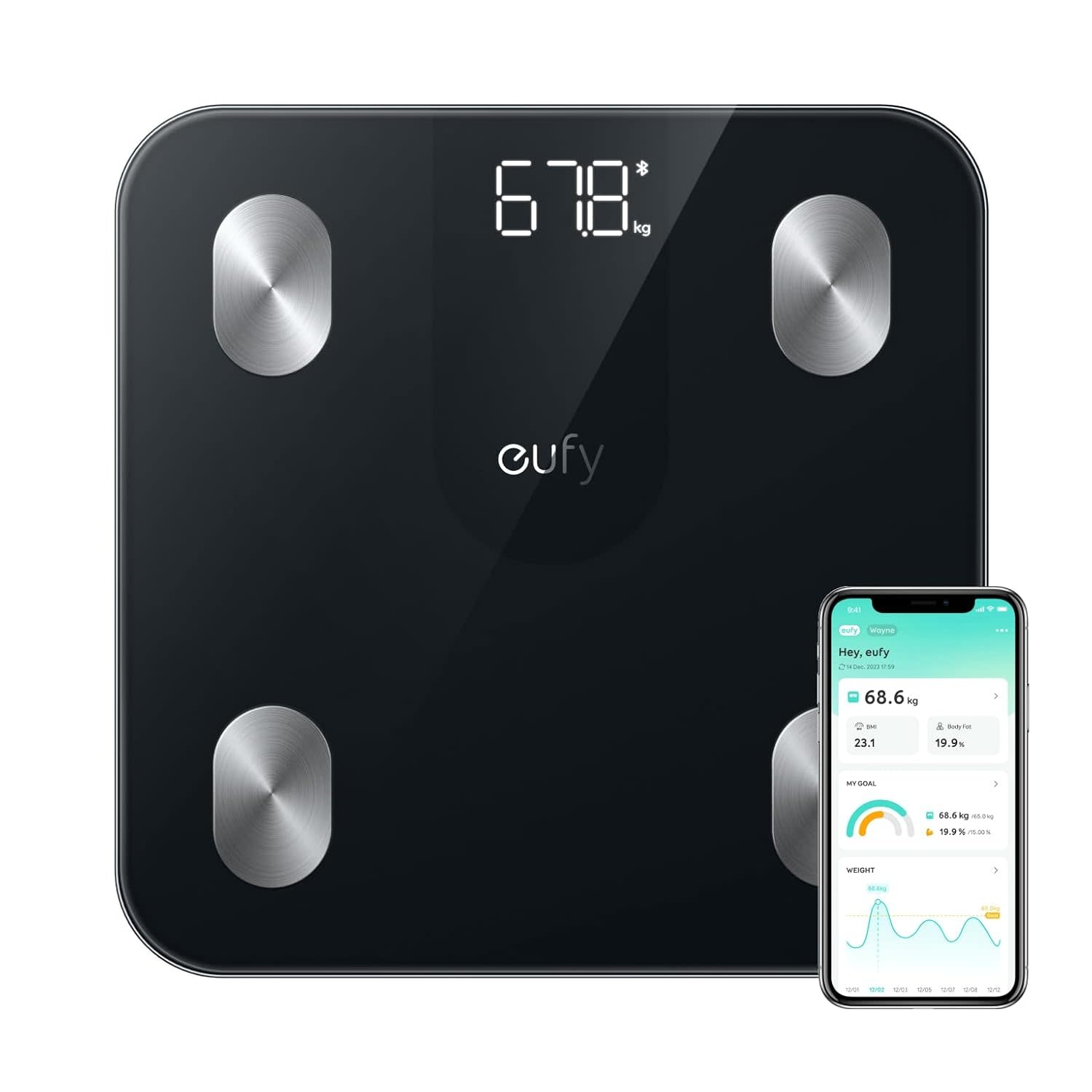 Eufy By Anker Bluetooth Smart Weighing Scale A1 - Black