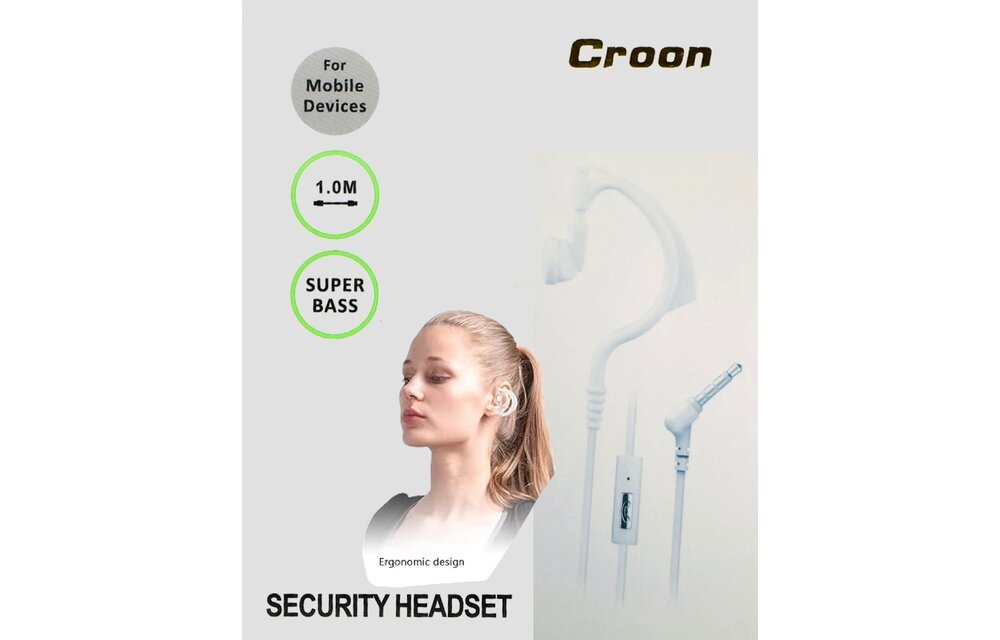Croon Security Headset Single Side 3.5mm - White