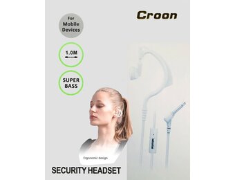 Croon Security Headset Single Side 3.5mm - White