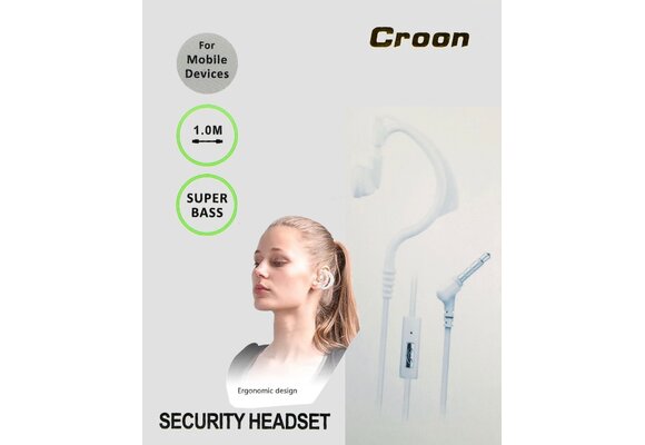 Croon Security Headset Single Side 3.5mm - White