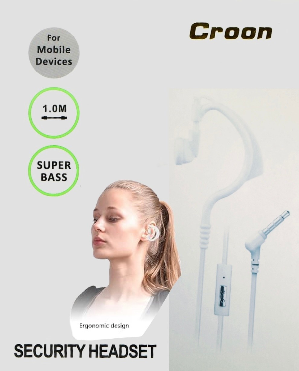 Croon Security Headset Single Side 3.5mm - White