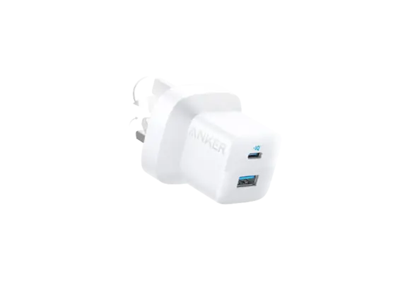 Anker Foldable Charger PD 20W with USB-C To Lightning Cable 3ft and USB-A PowerPort (33W) - White