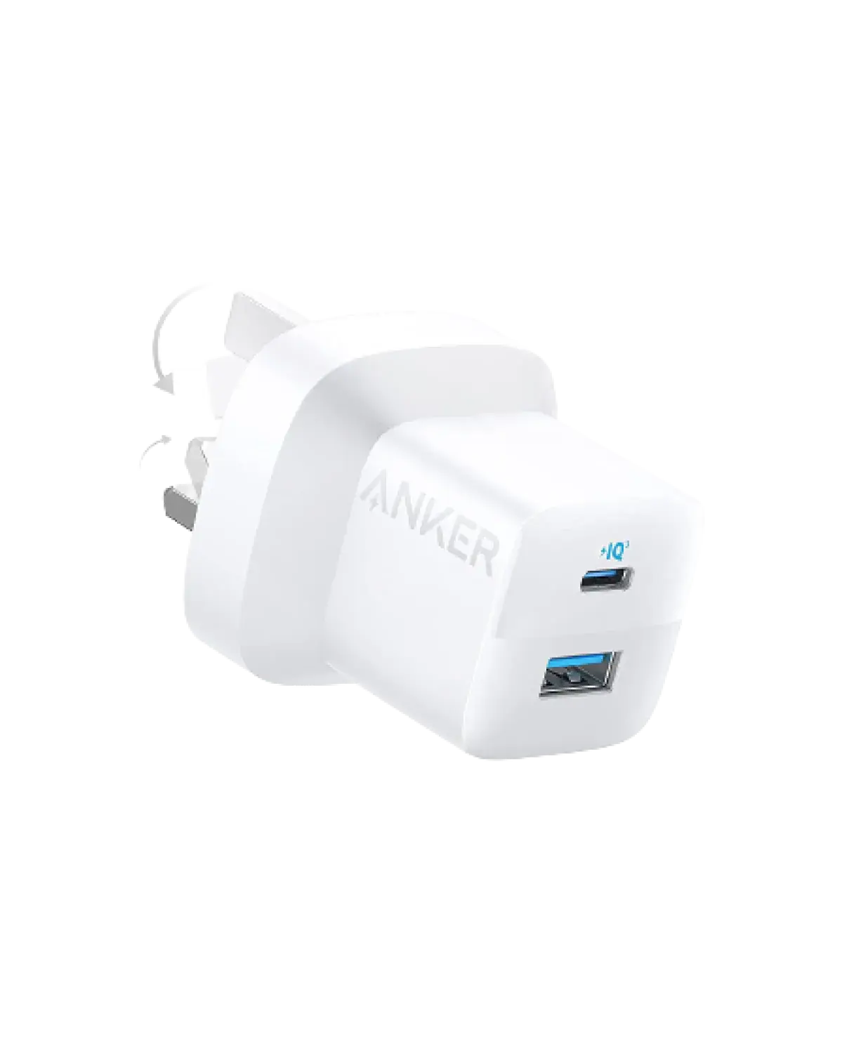 Anker Foldable Charger PD 20W with USB-C To Lightning Cable 3ft and USB-A PowerPort (33W) - White
