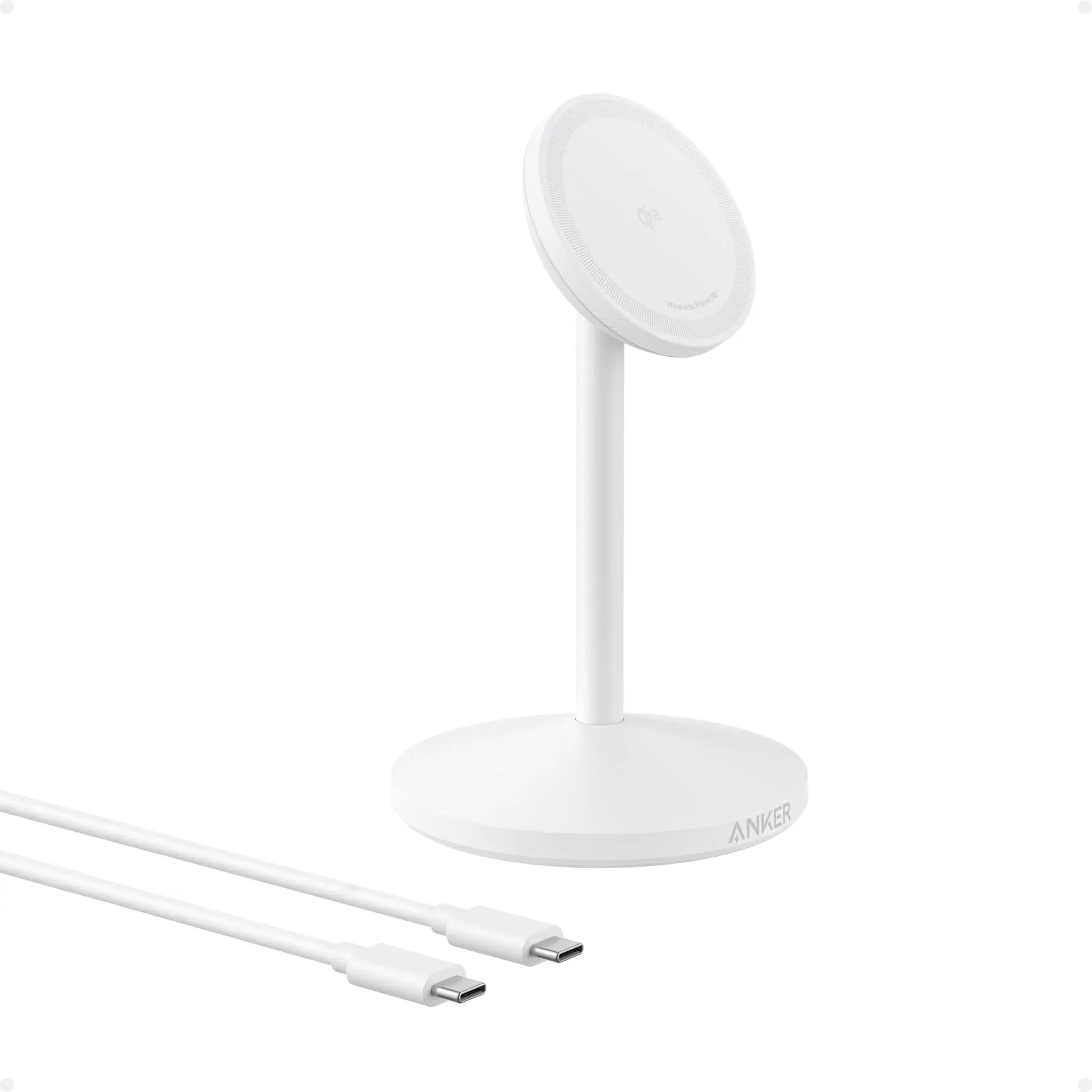 Anker MagGo MagSafe Wireless Charger Stand With USB-C Cable - White